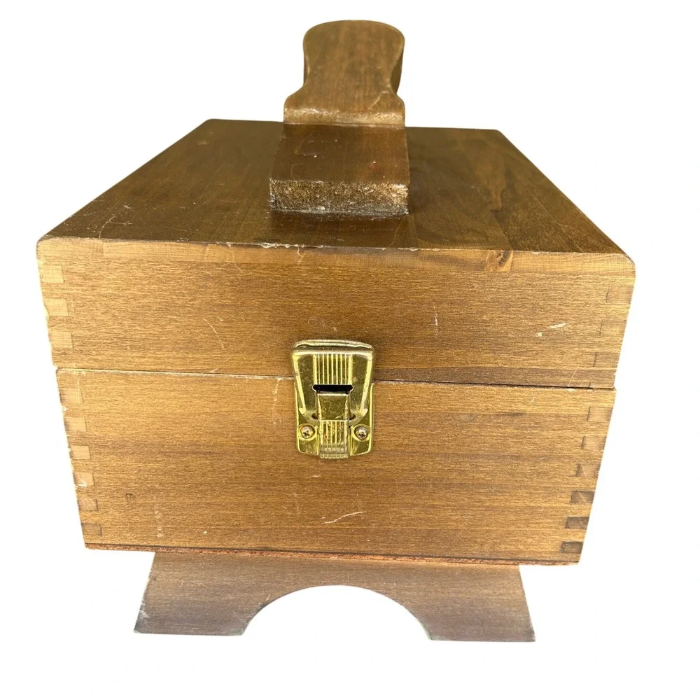 Vintage Shoe Shine Valet Box kit Brown Wood footrest grandpacore
